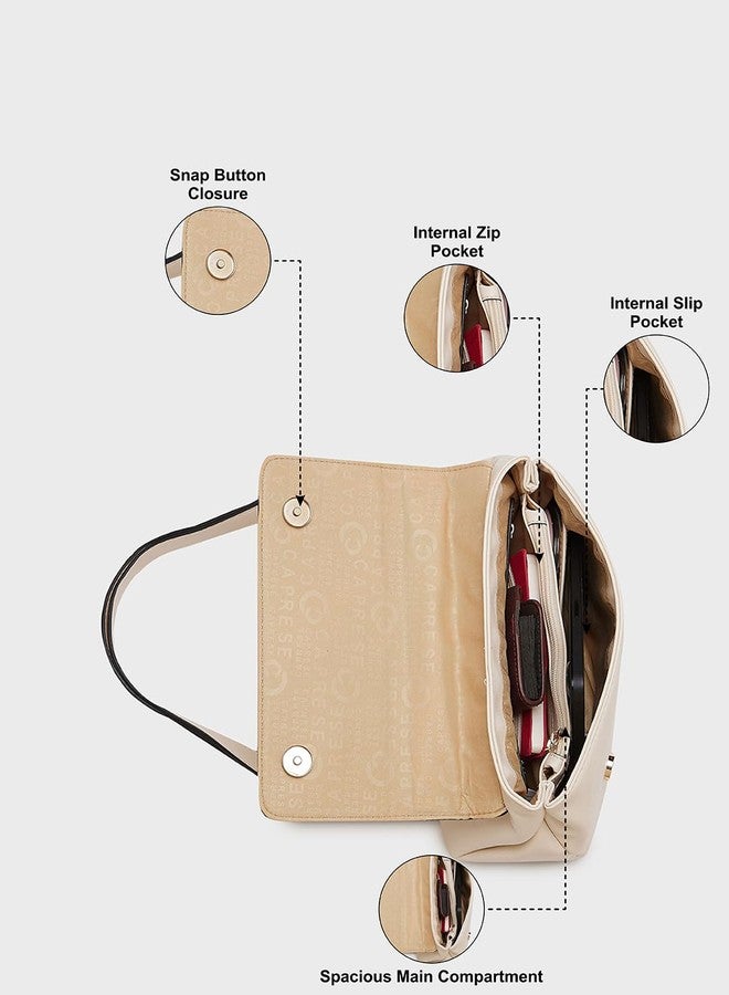 كابريس حقيبة كابريس بلوم متوسطة الحجم بلون أبيض كريمي للنساء | حزام قابل للتعديل لراحة الارتداء | حقيبة كروس أنيقة ومتعددة الاستخدامات للاستخدام اليومي والسفر والمناسبات الخاصة - Image 3